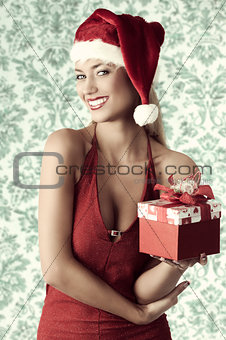 sexy girl with christmas gift 