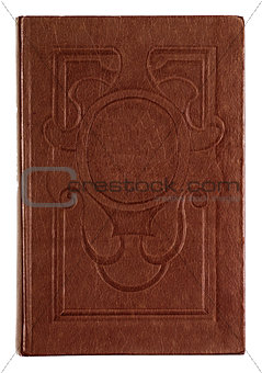 Vintage book brown embossed on an isolated white background