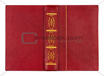 Vintage red book with gold pattern isolated on white background