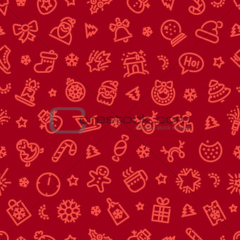 Christmas Symbols Seamless Pattern Red