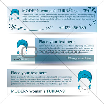Template three small flyers  with woman in turban