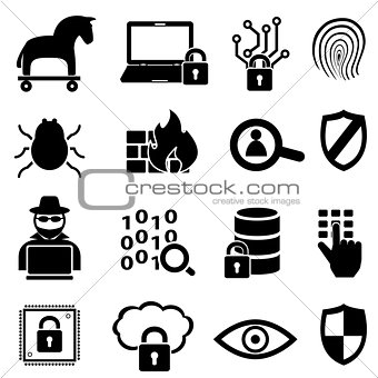 Cyber security and data icons