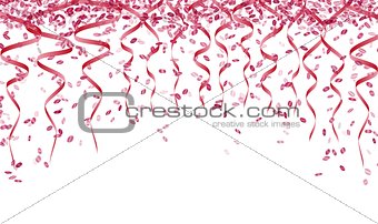 pink confetti and ribbons