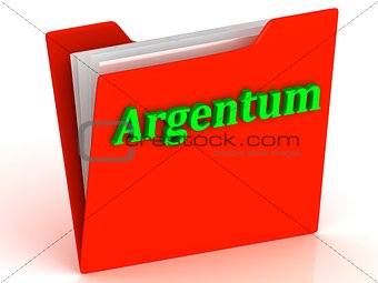 Argentum- bright green letters on a gold folder 