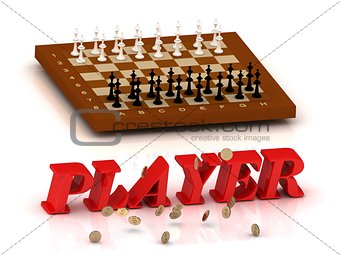 PLAYER- inscription of color letters and chess on 