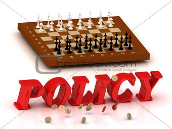 POLICY- inscription of color letters and chess on 