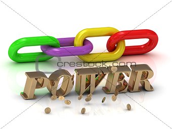 POWER- inscription of bright letters and color chain 