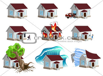 Set homes Disaster. Home insurance. Property insurance