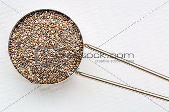 chia seeds in metal scoop