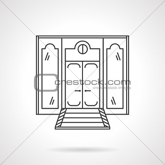 Store front door flat line vector icon
