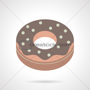 Flat color chocolate donut vector icon