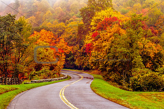 autumn drive on blue ridge parkway
