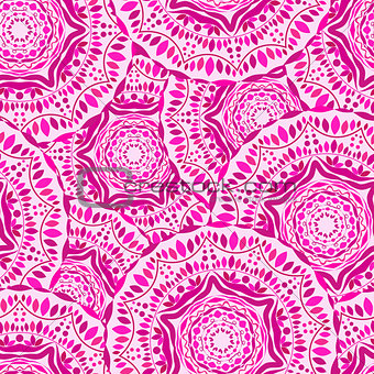 Light Pink Seamless Pattern with Round Mandala
