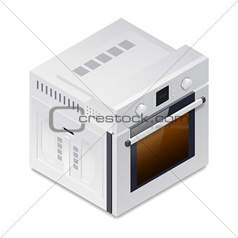 Inline oven detailed isometric icon
