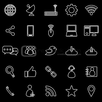 Network line icons on black background