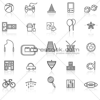 Toy line icons with reflect on white