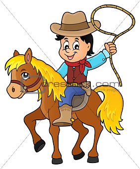 Cowboy on horse theme image 1