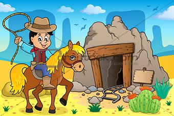 Cowboy on horse theme image 3