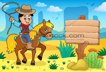 Cowboy on horse theme image 4
