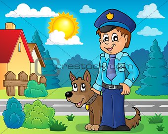 Policeman with guard dog image 3