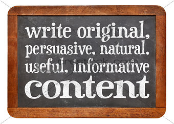 write original, useful, informative conctent
