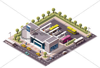 Vector isometric bus station