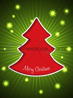 Christmas greeting card with red christmas tree