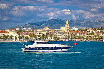 Yacht in Split waterfront view