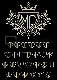 heraldic template monogram with the bilateral alphabet