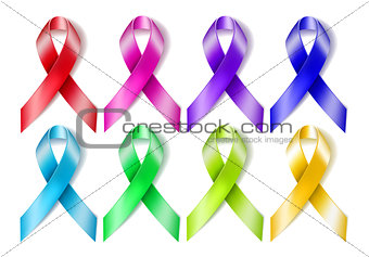 Colorful awareness ribbons