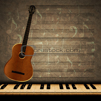 musical background guitar and piano keys