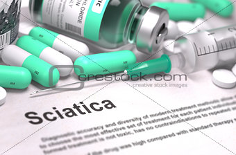 Diagnosis - Sciatica. Medical Concept with Blurred Background.