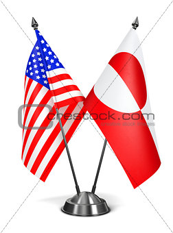 USA and Greenland - Miniature Flags.