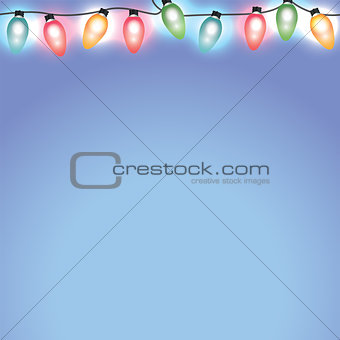 Colorful Christmas Holiday Lights on Blue Background