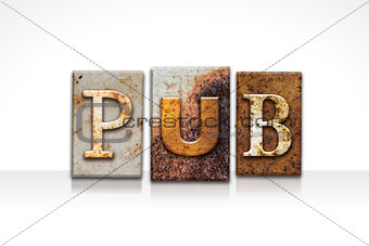 Pub Letterpress Concept Isolated on White