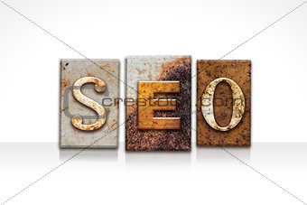 SEO Letterpress Concept Isolated on White