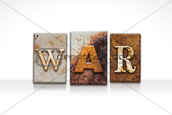 War Letterpress Concept Isolated on White