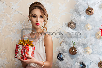 elegant woman in christmas portrait 