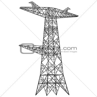 Silhouette of high voltage power lines. Vector  illustration