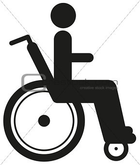 Black icon disabled person in wheelchair. World disability day