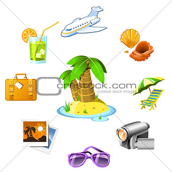 Travel and vacation resort icons