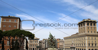 skyline from Vittorio Emanuele, Piazza Venezia in Rome, Italy