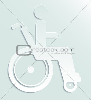 White paper icon disabled person in wheelchair