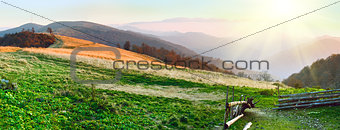 Autumn sunset mountain panorama (Carpathian Mt's, Ukraine)