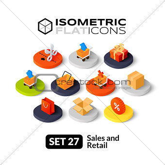 Isometric flat icons set 27