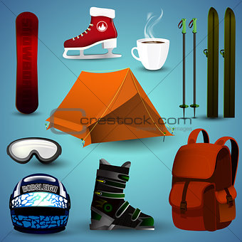 A set of sports equipment for winter sports