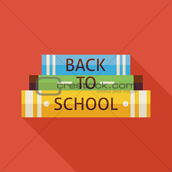 Flat Back to School Books Knowledge Illustration with Shadow