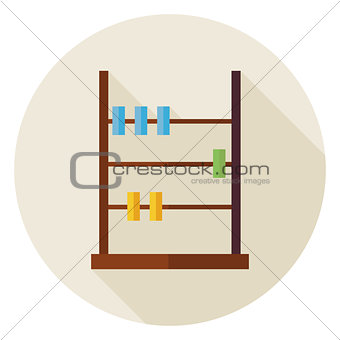 Flat Math Counter Abacus Circle Icon with Long Shadow