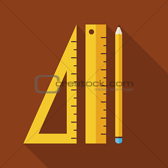 Flat Measure Drawing Instruments Illustration with long Shadow