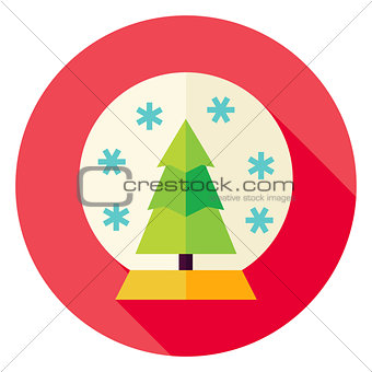 Decorative Snowglobe with Christmas Tree Circle Icon